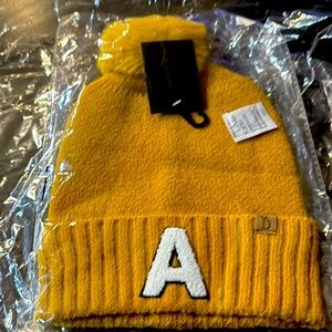 COPY - Chenille Letter “A” Ribbed Cuff Beanie with Pom - Cozy & Stylish